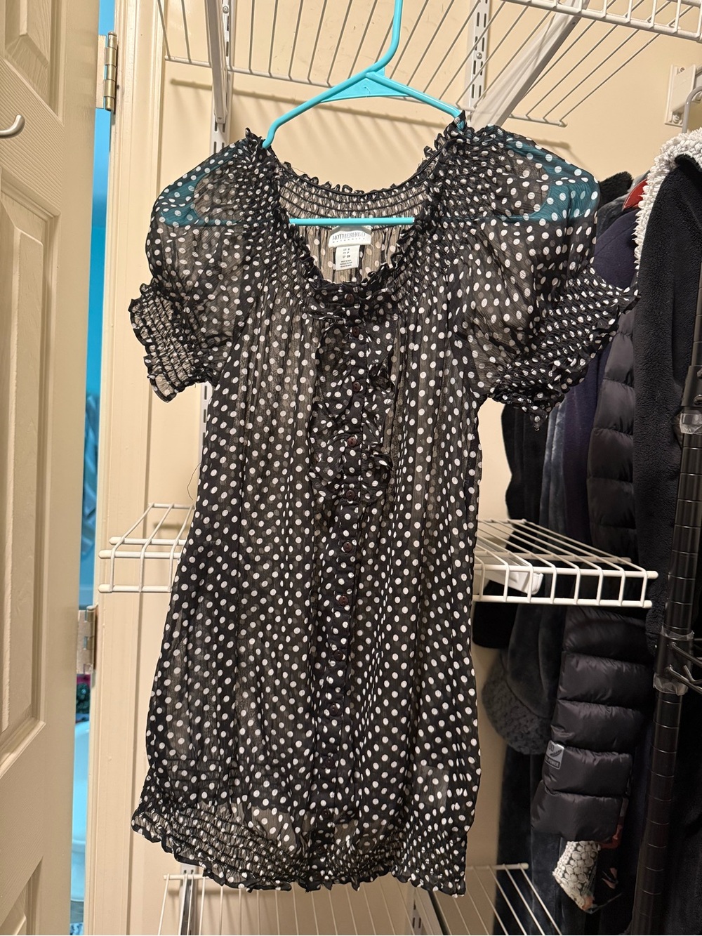 Motherhood Maternity Black and White Polka Dot Blouse